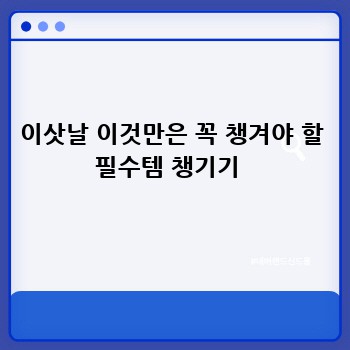 이삿날 이것만은 꼭 챙겨야 할 필수템 챙기기 